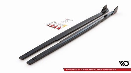 Maxton Side Skirts Diffusers V.1 + Flaps Toyota Corolla Gr Sport Hatchback Xii - Gloss Black