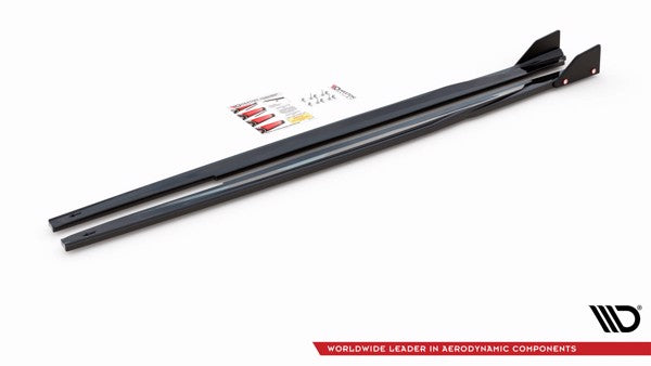 Maxton Side Skirts Diffusers V.1 + Flaps Toyota Corolla Gr Sport Hatchback Xii - Gloss Black