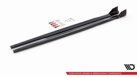 Maxton Side Skirts Diffusers V.1 + Flaps Toyota Corolla Gr Sport Hatchback Xii - Gloss Black