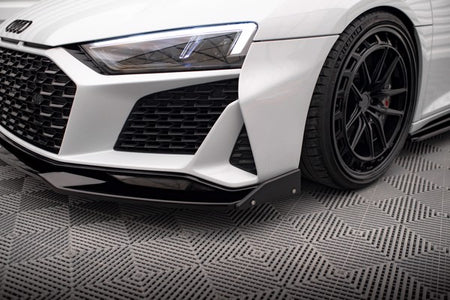 Maxton Front Splitter V.3 + Flaps Audi R8 Mk2 Facelift - Gloss Black