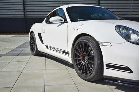 Maxton Side Skirts Diffusers Porsche Cayman S 987C  - Gloss Black