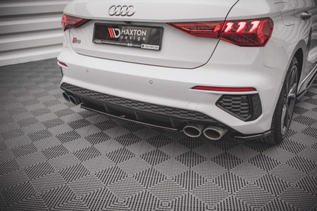Maxton Central Rear Splitter For Audi S3 Sportback 8Y - Gloss Black