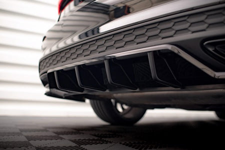 Maxton Central Rear Splitter (With Vertical Bars) Audi A3 S-Line Sedan 8Y - Gloss Black
