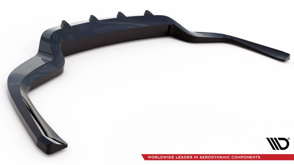 Maxton Central Rear Splitter (With Vertical Bars) Porsche Panamera E-Hybrid 971 - Gloss Black