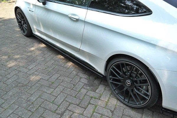 Maxton Side Skirts Diffusers Mercedes C-Class C205 63Amg Coupe - Gloss Black