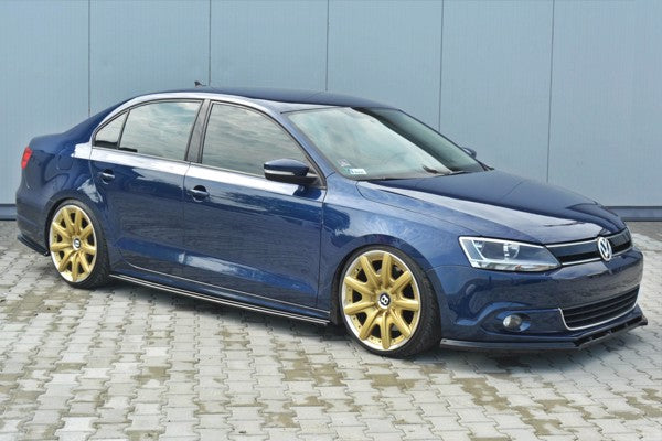 Maxton Side Skirts Diffusers Volkswagen Jetta Mk6 Sedan Preface - Gloss Black