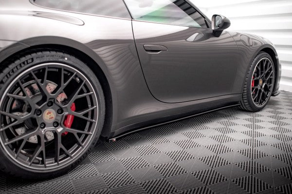 Maxton Side Skirts Diffusers Porsche 911 Carrera 4S 992 - Gloss Black
