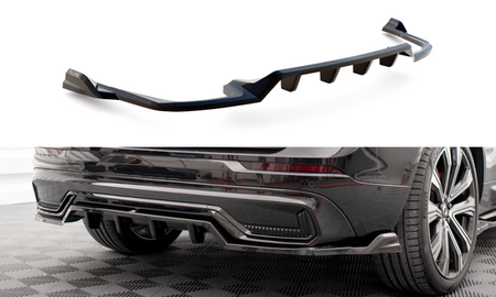 Maxton Central Rear Splitter (With Vertical Bars) Volvo Xc60 R-Design Mk2 Facelift - Gloss Black