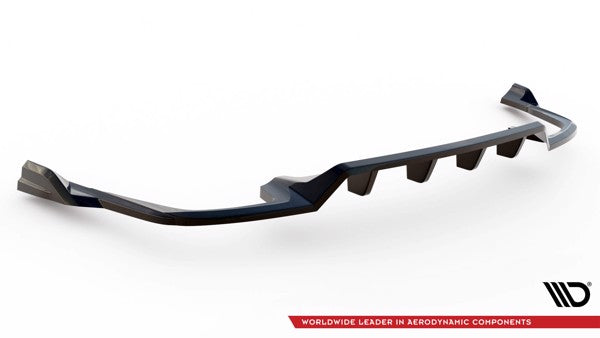Maxton Central Rear Splitter (With Vertical Bars) Volvo Xc60 R-Design Mk2 Facelift - Gloss Black