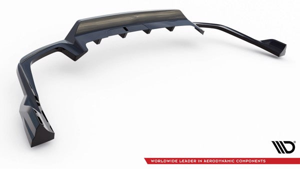 Maxton Central Rear Splitter (With Vertical Bars) Volvo Xc60 R-Design Mk2 Facelift - Gloss Black