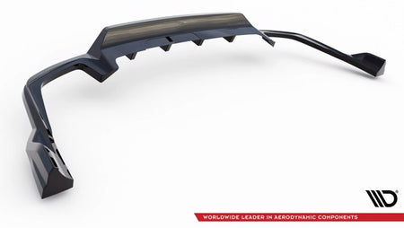 Maxton Central Rear Splitter (With Vertical Bars) Volvo Xc60 R-Design Mk2 Facelift - Gloss Black