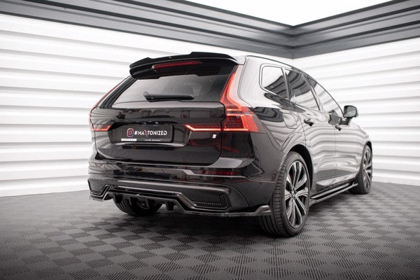 Maxton Central Rear Splitter (With Vertical Bars) Volvo Xc60 R-Design Mk2 Facelift - Gloss Black