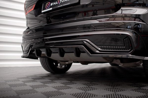 Maxton Central Rear Splitter (With Vertical Bars) Volvo Xc60 R-Design Mk2 Facelift - Gloss Black
