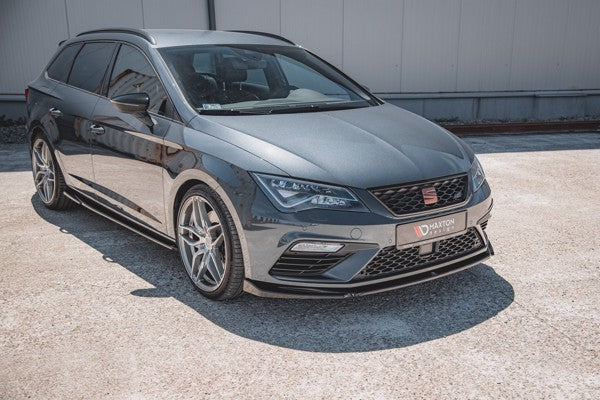 Maxton Front Splitter V.5 Seat Leon Cupra / Fr Mk3 Fl - Gloss Black