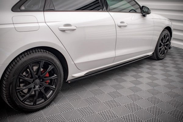 Maxton Side Skirts Diffusers Audi A4 B9 Facelift - Gloss Black