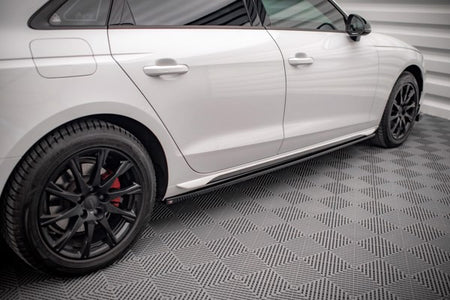Maxton Side Skirts Diffusers Audi A4 B9 Facelift - Gloss Black