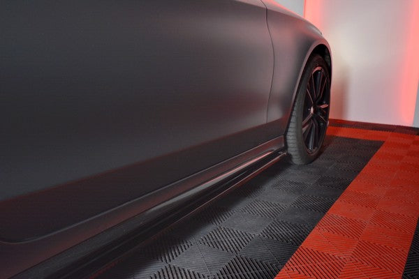 Maxton Side Skirts Diffusers Mercedes- Benz C-Class W205 Coupe Amg-Line - Gloss Black