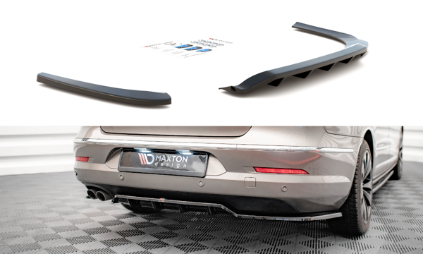 Maxton Central Rear Splitter (With Vertical Bars) Volkswagen Passat Cc - Gloss Black