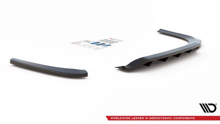 Maxton Central Rear Splitter (With Vertical Bars) Volkswagen Passat Cc - Gloss Black