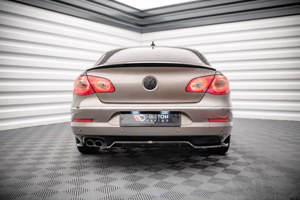 Maxton Central Rear Splitter (With Vertical Bars) Volkswagen Passat Cc - Gloss Black
