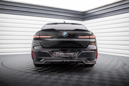 Maxton Central Rear Splitter (With Vertical Bars) BMW 7 M-Pack G70 - Gloss Black