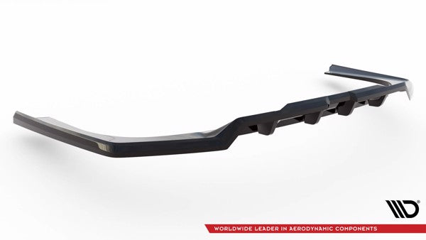 Maxton Central Rear Splitter (With Vertical Bars) BMW 7 M-Pack G70 - Gloss Black