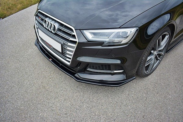 Maxton Front Splitter V.1 Audi S3 / A3 S-Line 8V Fl  - Gloss Black