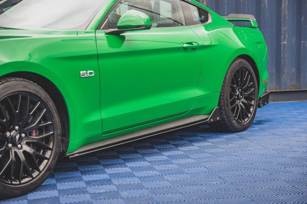 Maxton Side Skirts Diffusers + Flaps Ford Mustang Gt Mk6 Facelift - Gloss Black