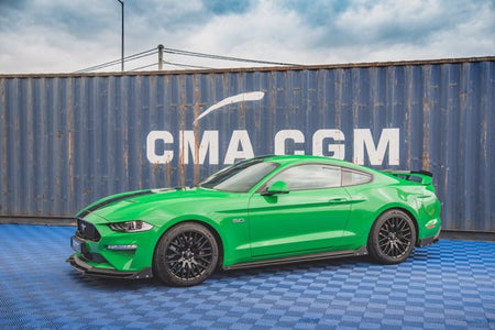 Maxton Side Skirts Diffusers + Flaps Ford Mustang Gt Mk6 Facelift - Gloss Black