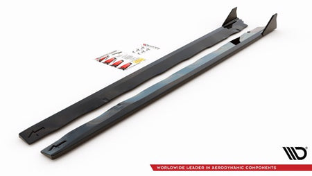 Maxton Side Skirts Diffusers + Flaps Ford Mustang Gt Mk6 Facelift - Gloss Black