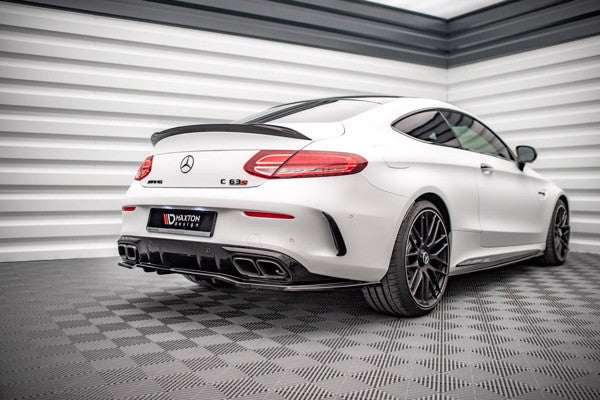 Maxton Central Rear Splitter (With Vertical Bars) Mercedes-Amg C 63Amg Coupe Amg Aero Pack C205 Facelift - Gloss Black