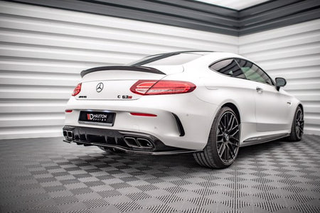 Maxton Central Rear Splitter (With Vertical Bars) Mercedes-Amg C 63Amg Coupe Amg Aero Pack C205 Facelift - Gloss Black