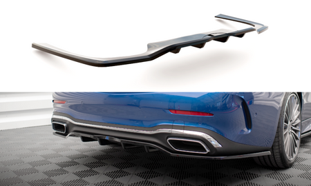 Maxton Central Rear Splitter (With Vertical Bars) Mercedes-Benz C Amg-Line W206 - Gloss Black