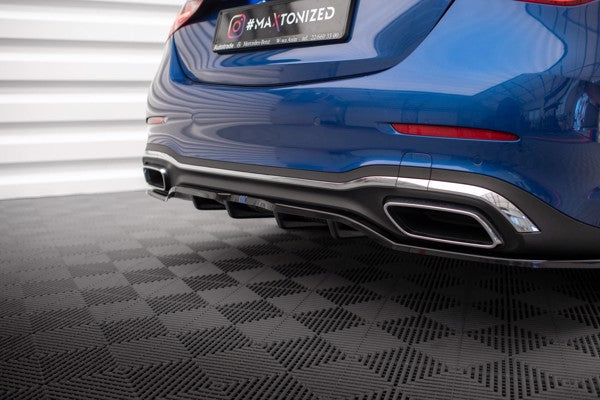 Maxton Central Rear Splitter (With Vertical Bars) Mercedes-Benz C Amg-Line W206 - Gloss Black