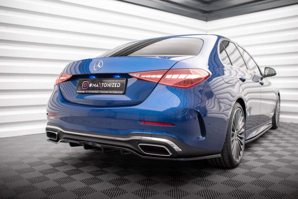 Maxton Central Rear Splitter (With Vertical Bars) Mercedes-Benz C Amg-Line W206 - Gloss Black