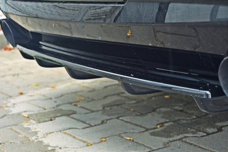 Maxton Central Rear Splitter For BMW 5 F11 M-Pack (Fits Two Double Exhaust Ends) - Gloss Black