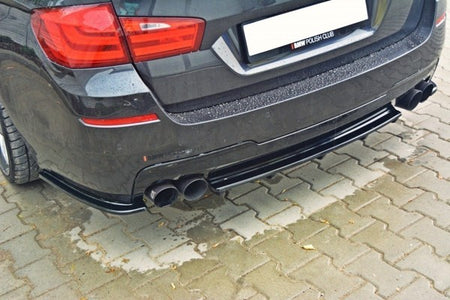 Maxton Central Rear Splitter For BMW 5 F11 M-Pack (Fits Two Double Exhaust Ends) - Gloss Black