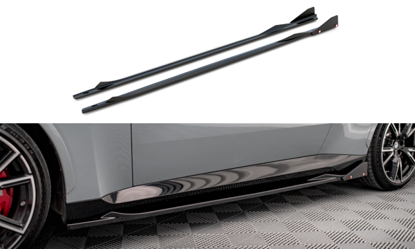 Maxton Side Skirts Diffusers V.2 + Flaps BMW 2 Coupe M-Pack / M240I G42 - Gloss Black