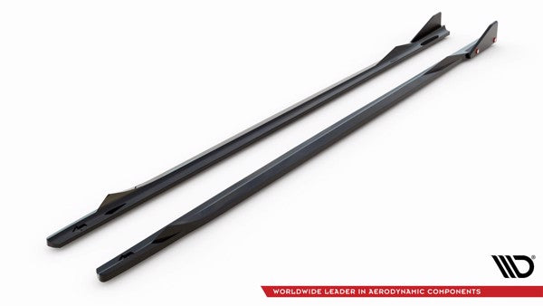 Maxton Side Skirts Diffusers V.2 + Flaps BMW 2 Coupe M-Pack / M240I G42 - Gloss Black
