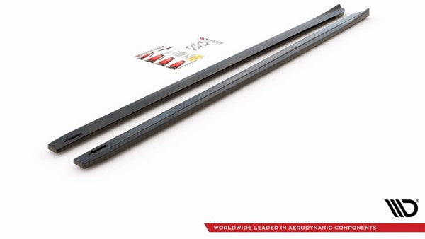 Maxton Side Skirts Diffusers V.4 VW Golf 7 R / R-Line Facelift - Gloss Black