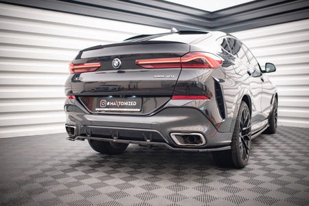 Maxton Central Rear Splitter (With Vertical Bars) V.3 BMW X6 M-Pack G06 - Gloss Black