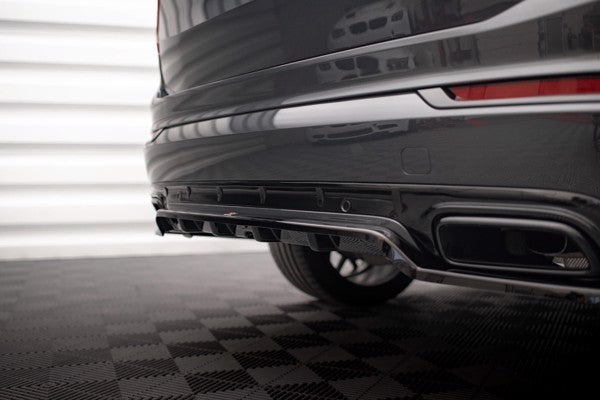 Maxton Central Rear Splitter (With Vertical Bars) Volvo Xc90 R-Design Mk2 Facelift - Gloss Black