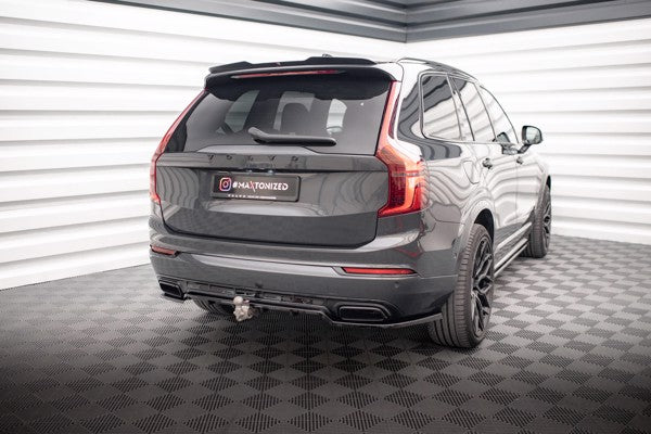 Maxton Central Rear Splitter (With Vertical Bars) Volvo Xc90 R-Design Mk2 Facelift - Gloss Black