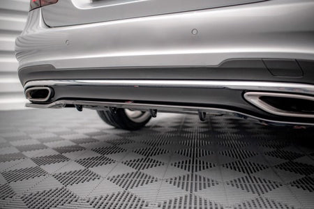 Maxton Central Rear Splitter (With Vertical Bars) Mercedes-Benz E Amg-Line Sedan W212 Facelift - Gloss Black