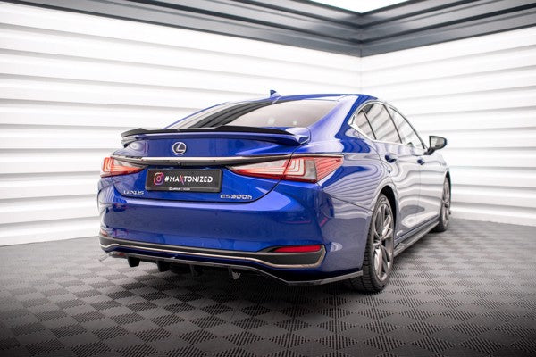 Maxton Central Rear Splitter (With Vertical Bars) Lexus Es F Sport Mk7 - Gloss Black