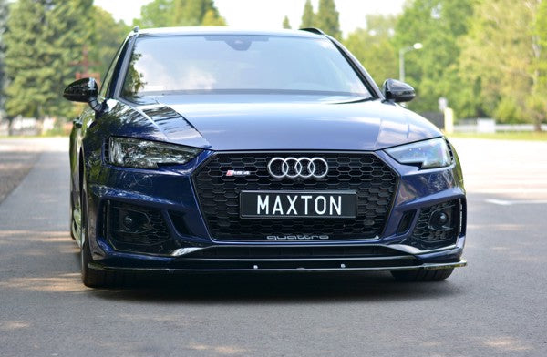 Maxton Front Splitter V.1 Audi RS4 B9 - Gloss Black