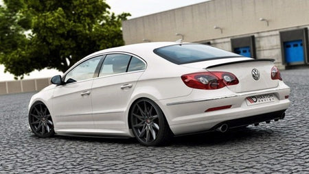 Maxton Central Rear Splitter VW Passat Cc R36 Rline (Preface) (With Vertical Bars) - Gloss Black