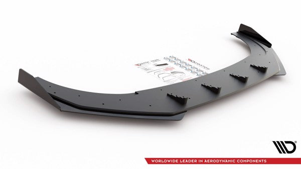 Maxton Racing Durability Front Splitter + Flaps Volkswagen Golf 8 Gti Clubsport - Black + Gloss Flaps    
