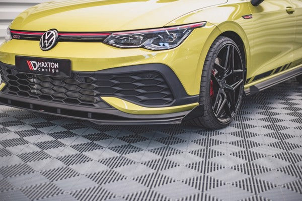 Maxton Racing Durability Front Splitter + Flaps Volkswagen Golf 8 Gti Clubsport - Black + Gloss Flaps    