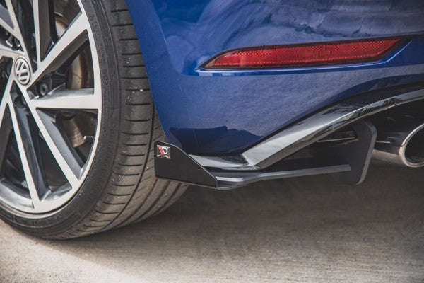 Maxton Racing Durability Rear Side Splitters + Flaps VW Golf 7 R Facelift - Black + Gloss Flaps    